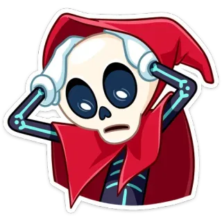 😱 scheletro, incappucciato, cartone animato, personaggio, adesivo telegram sticker