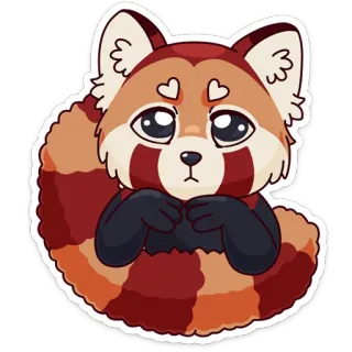 😟 레서판다, 귀여운, 동물, 하트, 만화 telegram sticker