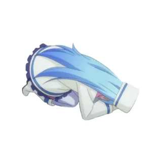 🙏 Aqua Konosuba Anime, Dibujos animados, Personaje, Aqua, Konosuba, Pelo azul, Llorando, Arrodillado telegram sticker
