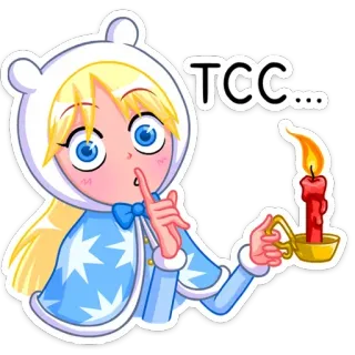 🤫 TCC... vela, desenho animado, fofo, psiu, loira, sussurrar telegram sticker