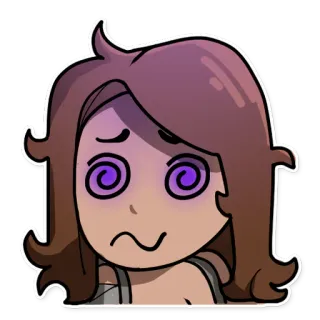 🤪 Dibujo animado, Sticker, Chica, Hipnotizada, Ojos espiral, Mareada telegram sticker