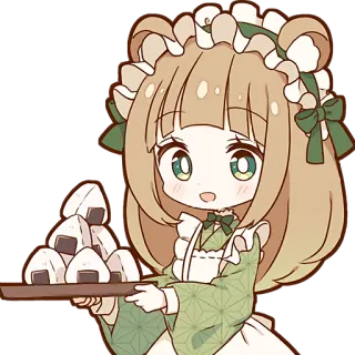 🍙 Anime, Kawaii, Niedlich, Onigiri, Essen, Mädchen, Maid whatsapp sticker
