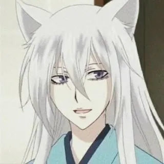 ☁️ Tomoe Kamisama Kiss Anime, Manga, Fuchs, Ohren, Weißes Haar, Lila Augen, Hübsch, Kawaii telegram sticker