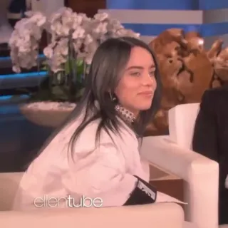 🕸 Billie Eilish ellentube celebrità, cantante, Billie Eilish, talk show, Ellen telegram sticker