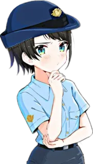 🤔 Anime, Police, Officier, Fille, Uniforme, Personnage telegram sticker