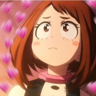 🧐 Ochaco Uraraka My Hero Academia アニメ, 麗日お茶子, 僕のヒーローアカデミア, ハート, 可愛い telegram sticker