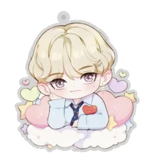 😉 kpop, cartoon, cute, idol, clouds, heart whatsapp sticker