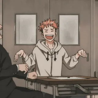 ⛓ Yuji Itadori Jujutsu Kaisen อนิเมะ, Jujutsu Kaisen, ยูจิ อิตาโดริ, มีความสุข, เฉลิมฉลอง telegram sticker