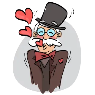 😘 uomo, amore, cuori, bacio, affetto, romanticismo, gentiluomo, cappello a cilindro whatsapp sticker