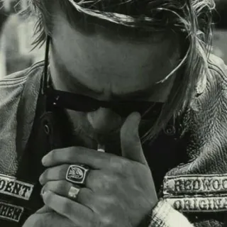🚬 Jax Teller Sons of Anarchy REDWOOD ORIGINAL motorcycle club, biker, outlaw, cigarette, leather jacket telegram sticker