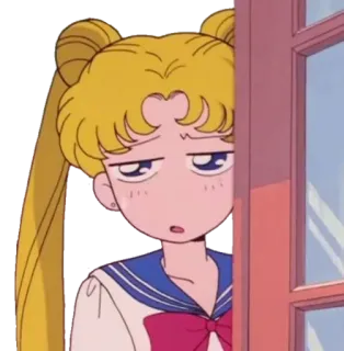 😥 Sailor Moon อนิเมะ, การ์ตูน, ตัวละคร, ง่วง, เบื่อ telegram sticker
