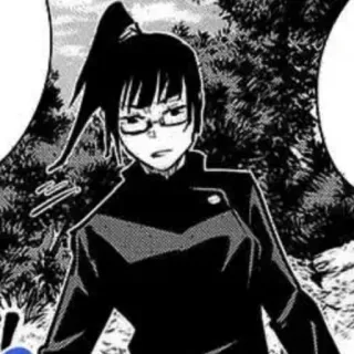 🥢 Maki Zenin Jujutsu Kaisen Anime, Manga, Personaggio, Occhiali, Coda di cavallo whatsapp sticker