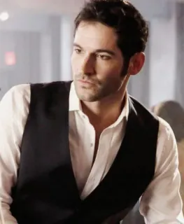 😎 Lucifer man, portrait, actor, vest, shirt, Lucifer telegram sticker