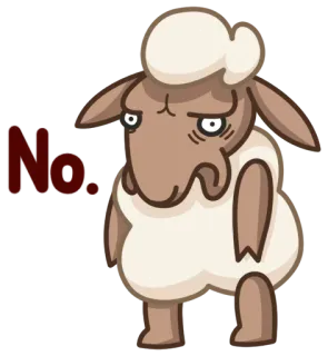 😥 No. ovelha, não, animal, desenho animado, negativo, desaprovação telegram sticker
