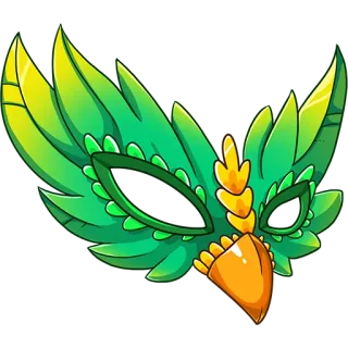 🍋 หน้ากาก, สีเขียว, นก, ขนนก, ชุด, ผ้าปิดตา, ปาร์ตี้, งานรื่นเริง telegram sticker