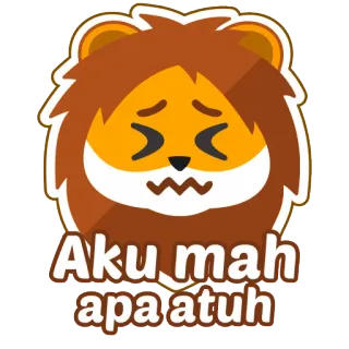 😖 Aku mah apa atuh leone, triste, carino, animale, cartone animato, espressione, adesivo telegram sticker