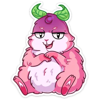 😈 dessin animé, autocollant, animal, mignon, rose, illustration telegram sticker