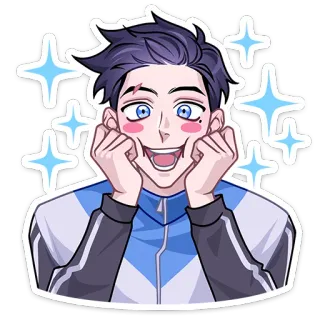 😣 anime, happy, sparkling, cheerful, youthful, cartoon telegram sticker