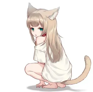 🐾 Аниме, Девушка-кошка, Кэмономими, Милая, Девушка, Аниме девушка telegram sticker