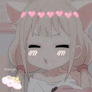 🖤 Anime, Mignon, Coeurs, Kawaii, Fille Chat telegram sticker