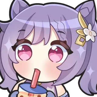 🧋 Keqing Genshin Impact Anime, Chibi, Kawaii, Genshin Impact, Keqing, Boba whatsapp sticker
