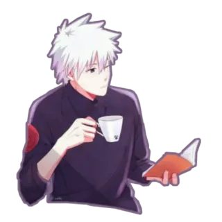 ☕ Kakashi Hatake Naruto 애니메이션, 만화, 카카시, 하타케 카카시, 나루토, 캐릭터, 차, 책 telegram sticker