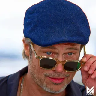 🗿 Brad Pitt actor, celebrity, man, sunglasses, hat telegram sticker