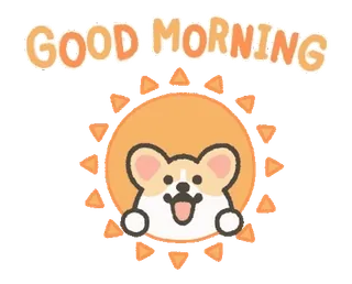 👋 GOOD MORNING goedemorgen, hond, zon, corgi, groet, schattig, ochtend telegram sticker