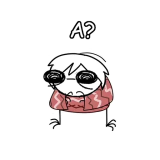 ❓ A? мультфильм, вопрос, шарф, головокружение, человечек whatsapp sticker