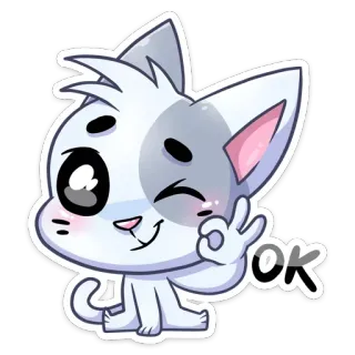 🙂 OK Katze, Aufkleber, Ok, niedlich, Tier, Cartoon whatsapp sticker