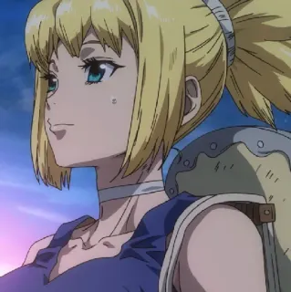 💈 Kohaku Dr. Stone Anime, Charakter, Blonde Haare, Seitenansicht, Stark telegram sticker