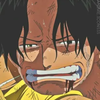 ♠ Portgas D. Ace One Piece 动漫, 海贼王, 艾斯, 哭泣, 悲伤, 眼泪, 血 telegram sticker