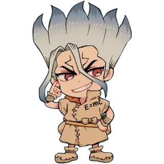 😏 Senku Ishigami Dr. Stone E=mc² 애니메이션, 닥터 스톤, 센쿠, 과학, 과학자, 만화 telegram sticker