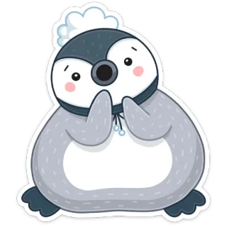 😧 пингвин, милый, зима, мультик, животное whatsapp sticker