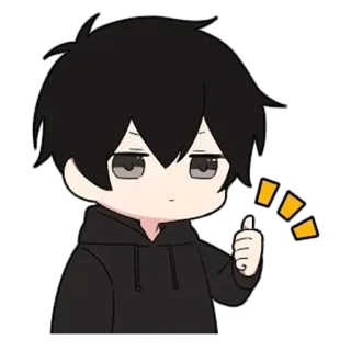 ❤️ Anime, Chibi, Słodki, Chłopak, Kreskówka, Kciuk w górę telegram sticker