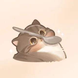 ✨ kopebeans gato, colher, fofo, adorável, kawaii, gatinho telegram sticker