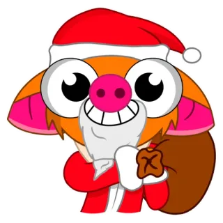 🎄 рождество, мультфильм, праздник, праздничный, дед мороз, талисман, свиной нос, антропоморфный whatsapp sticker