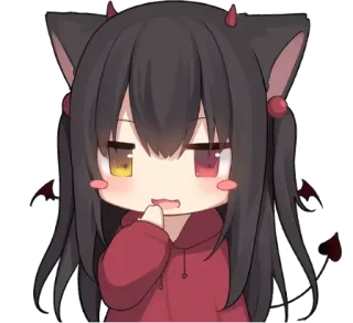 😏 Anime, süß, Manga, Katze, Teufel, Kawaii, Mädchen telegram sticker