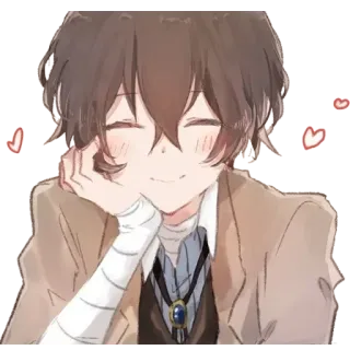 ☺️ Dazai Osamu Bungo Stray Dogs anime, dazai osamu, bungo stray dogs, słodkie, uśmiechnięty telegram sticker
