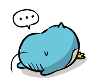 😔 Wal, Cartoon, Tier, Süß, Blau, Denkblase telegram sticker