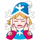 😖 스티커, 여자, 겨울, 눈송이, 추운, 짜증, 표정 telegram sticker