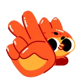 ✌️ peace sign, hand gesture, cartoon, orange, character, cute telegram sticker