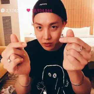 ❄️ J-Hope K-Pop, Korean, Singer, Music, Finger Heart telegram sticker