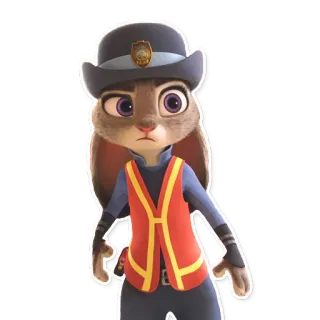😕 Judy Hopps Zootopia lapin, police, officier, dessin animé, animal, mignon whatsapp sticker
