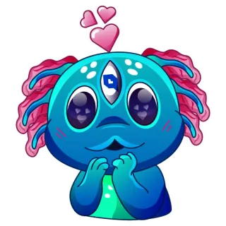 😍 เอเลี่ยน, น่ารัก, สัตว์ประหลาด, การ์ตูน, ภาพประกอบ, หัวใจ, ความรัก telegram sticker