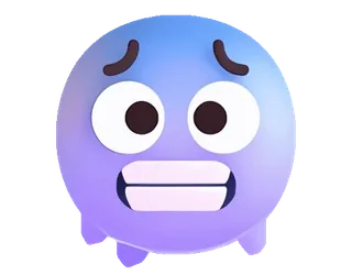 🥶 อิโมจิ, กลัว, กังวล, ประหม่า, หวาดกลัว, สีน้ำเงิน, การ์ตูน telegram sticker