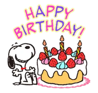 🎂 Snoopy HAPPY BIRTHDAY! Snoopy, cake, birthday, greeting, celebration, peanuts telegram sticker