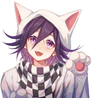 😸 Kokichi Oma Danganronpa V3: Killing Harmony Anime, Manga, Personaggio, Kokichi Oma, Danganronpa, Carino, Orecchie da gatto, Felpa con cappuccio telegram sticker