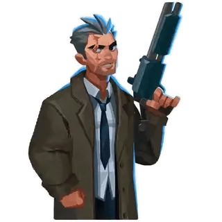 ⏳ homem, arma, arma, desenho animado, personagem, casaco telegram sticker