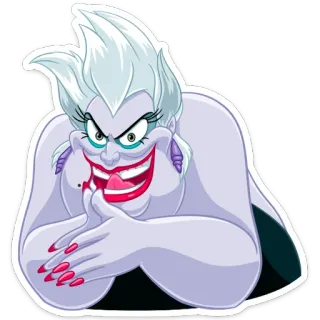 😈 Ursula The Little Mermaid Úrsula, vilã, bruxa do mar, Disney, A Pequena Sereia, desenho animado, personagem telegram sticker